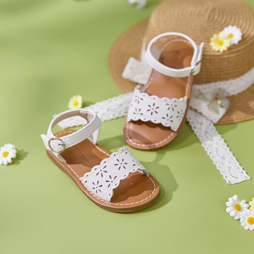 Image of Felix & Flora Toddler Girl Sandals - Little Girl Easter Dress Shoes Lightweight Open Toe Beach Holiday Flats