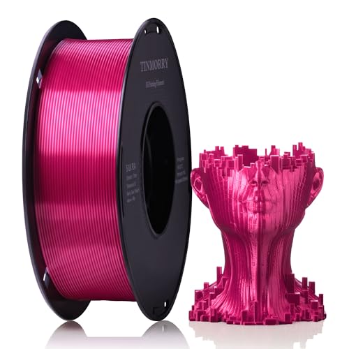 Image of PLA Filament 1.75mm, TINMORRY 3D Printer Filament, 1kg (2.2lbs), Compatible with Bambu FDM 3D Printer, Silk Rose Red