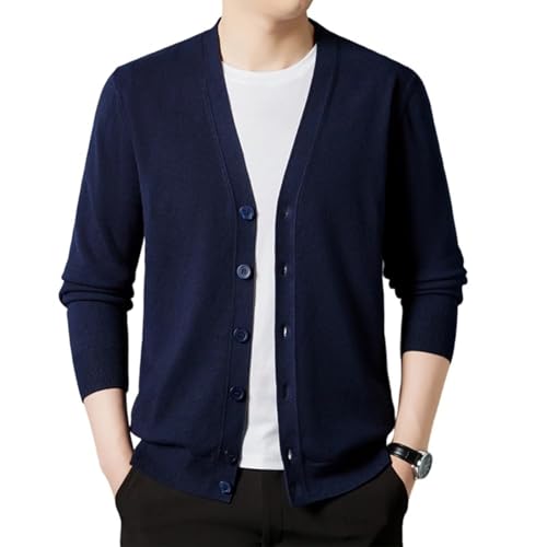 Rivccku Men's Cashmere V-Neck Cardigan Sweater