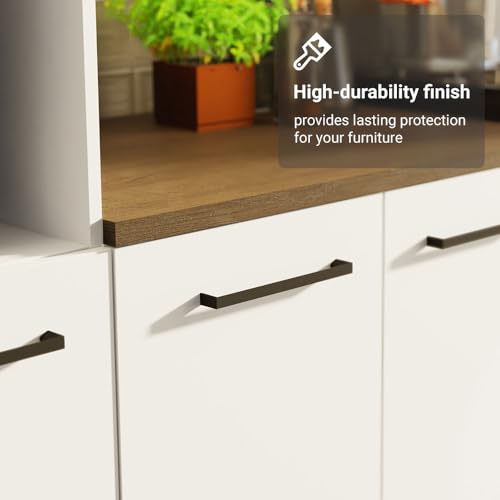 Madesa Hazel 3-Piece Kitchen Storage Set with 3 Doors 3 Open Shelves Pantry Cabinet 2 Doors Base Cabinet and Horizontal Door Wall Cupboard 59 Inch Wooden Organization Units for Pantry - White - Image 7