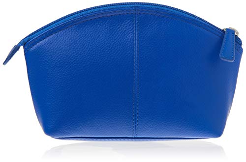 Image of ili New York Genuine Leather RFID Blocking Cosmetic Makeup Pouch - Cobalt