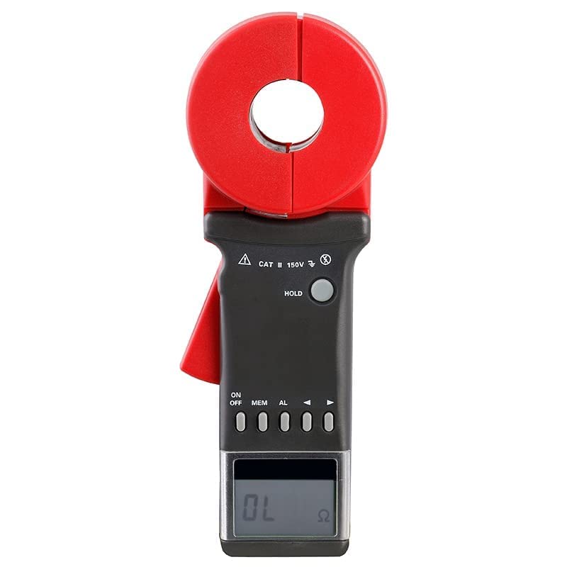 Digital Earth Resistance Tester Clamp On Ground Resistance Tester Meter Clamp Meter with Resistance Range 0.010 to 1200Ω Alarm Function 99 Sets Data Storage