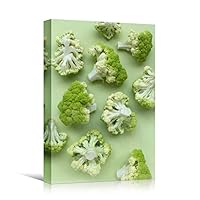 Canvas Wall Art Broccoli Arrangement Chic Citrus Colorful Fruit Kitchen Multicolor Photography - 12x18 inches
