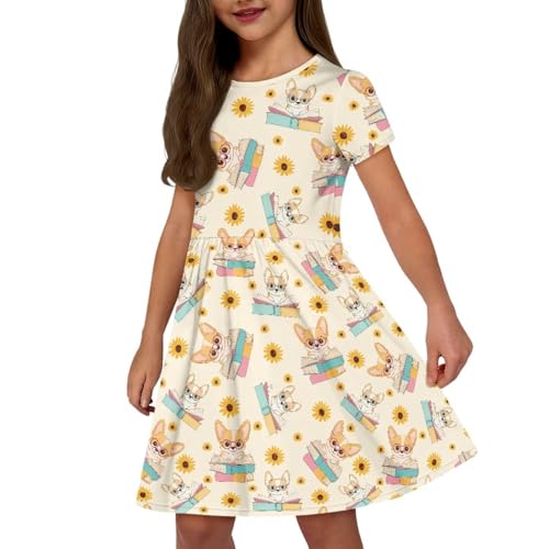 Image of Short Sleeve Dress for Girls with Pockets Cute Toddler Girl Clothes Summer 2-12