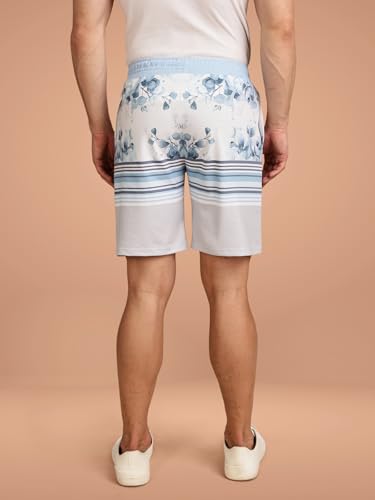 Image of BULLMER Regular Fit Cotton Blend Summer Shorts for Men - Pack of 1 | Printed Shorts for Men Grey
