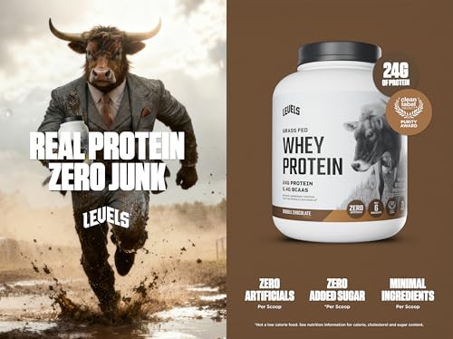 Image of Levels Grass Fed Whey Protein Powder, No Artificials, 24G of Protein, Double Chocolate, 5LB