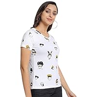 JUNEBERRY® Regular Fit Printed Cotton Half Sleeve T-Shirt for Women