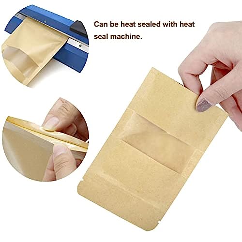 Image of ESKO Stand Up Ziplock Pouch - Reusable, Airtight Kraft Paper Storage Pouch(Brown)| 16X26 Cm(Pack Of 50)