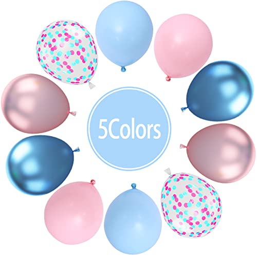 Paready B0BMGGGRV3 Macaron Pink And Blue Balloons, 60 Pcs 12 Inch Baby Shower Party Balloons, Metallic Blue Pink Balloons For Gender Reveal Birthday Baby Shower Wedding Bridal Shower Party Graduation Decoration thumb #5