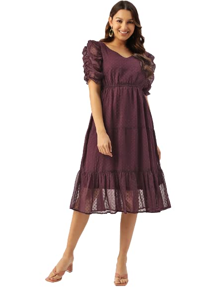 Image of Wisstler Women Midi Dress with Lining,Fashion Dress,MIDI Length Dress