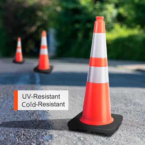 Image of BESEA 8 Pack 28 Inch Orange Traffic Cones with Weighted Base