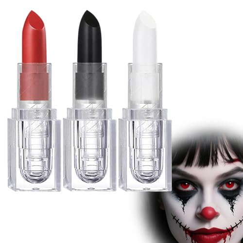 EIH1 3 Pièces Kit De Peinture Visage, Face Paint Fond De Teint, Maquillage Bodypainting, Pour Théâtre, Scène,Clown Cosplay Costumes Maquillage (Noir, blanc, rouge)