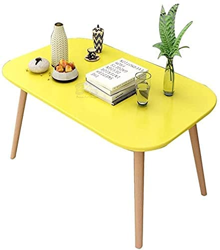 Image of Brown Art Shoppee Fold-able Rectangle Shaped Side Table /Tea Coffee Breakfast and Laptop Table (Yellow)