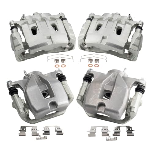Image of TRQ Front and Rear Brake Caliper Set Zinc Coated Brackets Compatible with 2010-2013 Toyota Highlander
