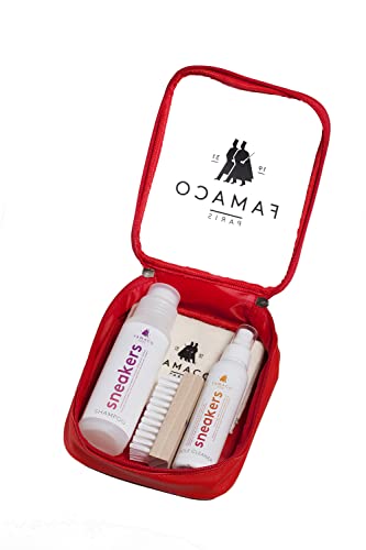 Famaco - TROUSSE LOISIR ROUGE SNEAKERS - 3 Produits pour l'Entretien des sneakers - Idéal Cadeau ou pour vos Déplacements