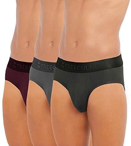 FREECULTR Men’s Underwear Anti Bacterial Micromodal Airsoft Brief – Non Itch No Chaffing Sweat Proof (Mist Grey, Port Wine, Avocado Green) – Pack…