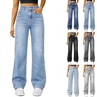Generisch Schlaghose Damen JeansWide Leg Jeans Damen Baggy High Waist Jeanshosen Weites Bein Stretch Jeanshose Boyfriend Weite Hose Trachtenjeans Große Größen Damenjeans Straight Y2K Hosen