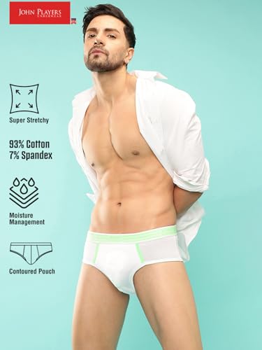 Image of John Players Pack of 2 Cotton Brief Underwear for Men with Striped Waistband