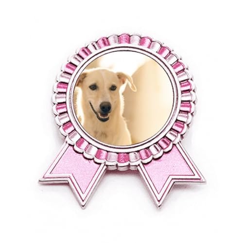 Médaille de prix pour chien blanc broche rose cadeau idéal amateur canin