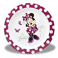 Stor Minnie Mouse Kinderteller, Weinroter Esslernteller für Kinder, BPA frei & Mehrweg, Snackteller, Campingteller für Kids, Snack Teller, Frühstücksteller, Flacher Teller