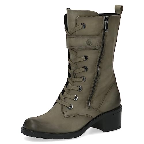 CAPRICE Damen Stiefeletten mit Absatz Memotion aus Leder Blockabsatz Weite G, Grün (Khaki Nubuc), 39 EU – Ansicht 1