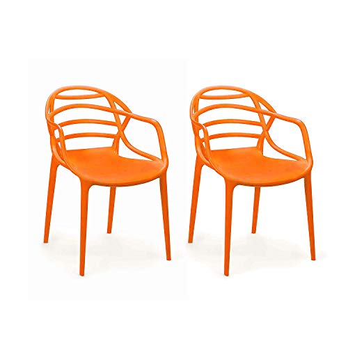 Image of Cello Atria Chair Set Pack of 2 - Orange | Strong and Durable | Easy to Clean | Chair for Living Room, Bed Room, Kitchen, Office Room, Outdoor | 3 Years Warranty
