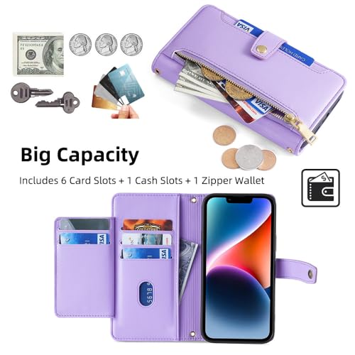 Housse à rabat avec sangle fine violette LVTFCO aux finitions soignées pour iPhone XS Max