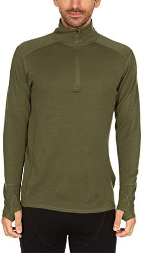 Minus33-100% Merino Wool - Isolation Men’s Midweight Quarter Zip - Warm Pullover - Outdoor Recreation Sweater - No Itch Renewable Fabric - Olive Drab - X-Large