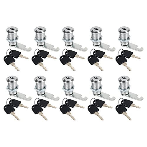 Serrures Boîte Lettres Armoires, 10 PCS 30 mm Serrures de Meubles Tiroir Cabinet, Serrure Barillet Boite avec 20 clés Cylindriques, Serrure de came d'armoire, argent (30 mm) Cover