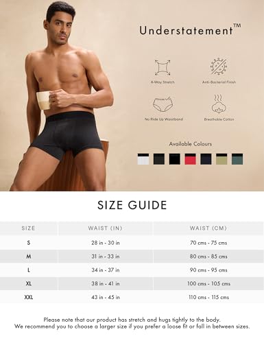 Image of Super Combed Cotton Regular Fit Solid Antibacterial Trunks with No Marks Waistband (Pack of 3)