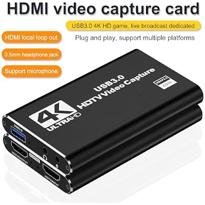 dobestyou 4K Capture Card Black for Streaming, Recording & Gaming HDMI Video Capture Device with USB 3.0, 1080p 60fps, Plug & Play,Zero Latency for PS5, Xbox, Switch, OBS, PC, Mac