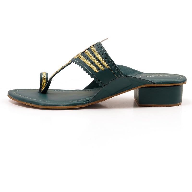 Image of Handcrafted Heeled Kolhapuri Sandals
