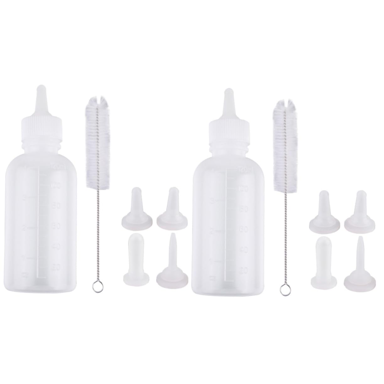 SUPVOX 2sets Pet Feeding Bottle for Newborn Pets 120ml Silicone Nursing Bottle Pacifier Brush Easy to for Dogs and Cats 6pcs*2