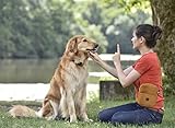 COOWONE Hundeleckerli-Tasche Hundespaziergangstasche für Leckerlis, Knabbereien, Spielzeug, Weiche Cord Hundetrainingstasche mit integriertem Kotbeutelspender