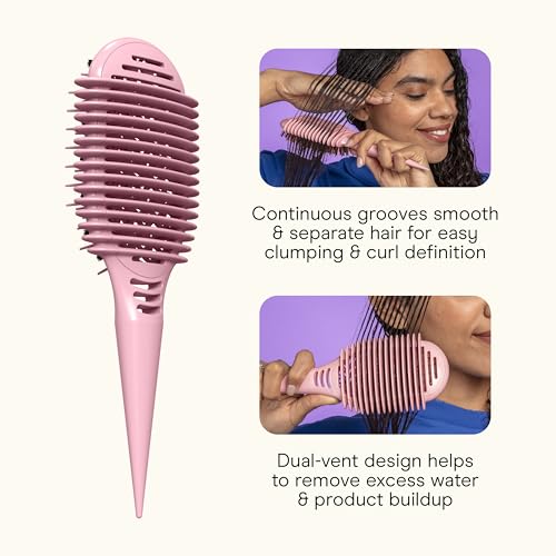 Image of Conair Curl Define Detangler Brush Set, Large & Mini for Tight Curls, Pink | 2-piece hairbrush for women set, includes large & mini, ideal curl brush for tight curls, flexible bristles easily detangle