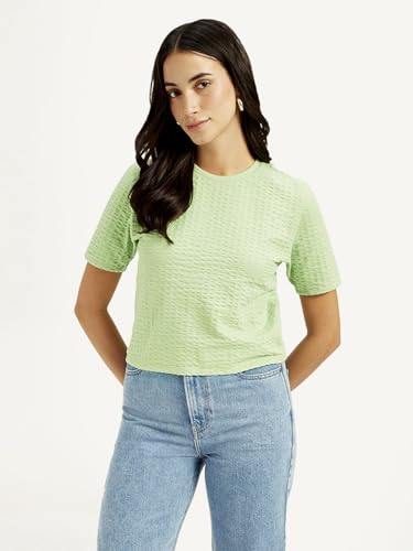 Image of Women's Textured Light-Green Crew Neck Top