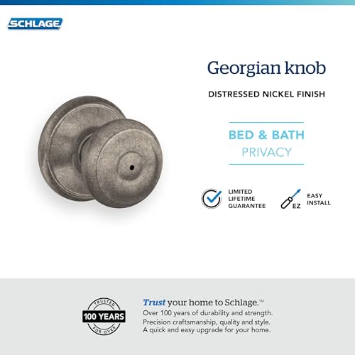 Image of SCHLAGE F40 GEO 621 Georgian Privacy Knob, Distressed Nickel