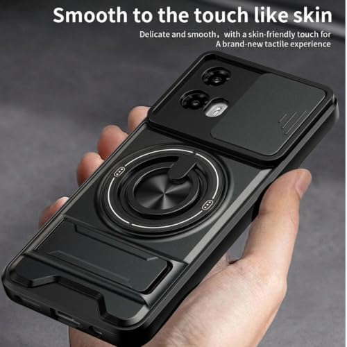 Image of Armor Camera Slider Back Case Cover for Moto G35 5G with Bracket Stand (Black)