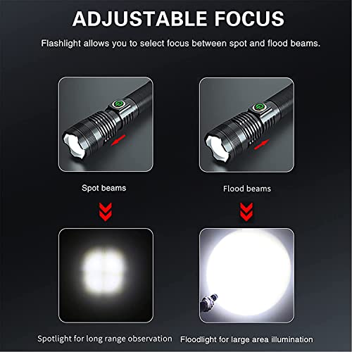 Xurleq Led Rechargeable Flashlight 600000 High Lumen, Brightest Zoomable Tactical Flashlights With Batteries, Waterproof Powerful Handheld Flash Light For Outdoor Camping Hiking Biking, 5 Light Modes #TOP1