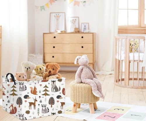 Image of Rectangular Kids Storage Bin Gift Basket - Cute Kids Toy Organizer Shelf Book Basket Room Decor(Animal)