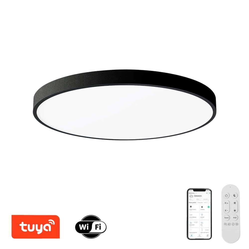 Immax NEO LITE SEMPLici Smart-Deckenleuchte Tuya WiFi BEACON, 80 cm, 96 W, 6912 lm, schwarz