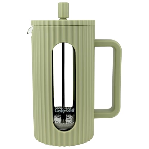 Café Olé Ciao Cafetière 8 tasses, passoire en acier inoxydable, cafetière à piston, vert