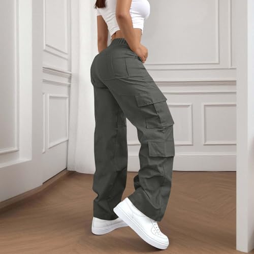 Women Plus Size High Waisted Wide Leg Cargo Pants Baggy Stretchy Casual Trousers Streetwear Hiking Sweatpants4