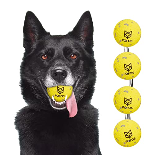 Image of FOFOS Dog Balls Tennis Balls Dog Chew Toys for Aggressive Chewers ETPU 4Pcs | Indestructible Dog Balls Teething Dog Chew Toys Floating Water Balls Interactive Fetch Ball Gift for Small Large Medium Dogs