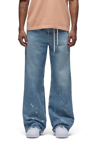 Hudson Men's Luca Loose Fit Wide Leg Denim Pant, Bleached, 34