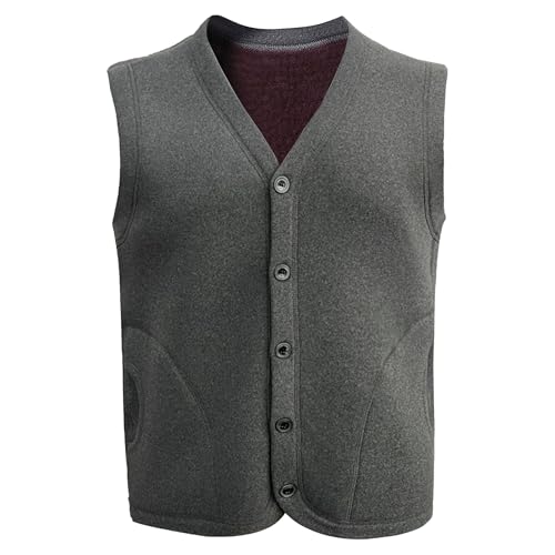 Mens Thick Cotton Sweater Vest V Neck Button Down Cardigan Wool Blend Cardigan Vests for Men