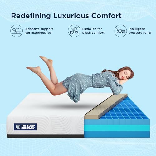 The Sleep Company Luxe Pro Mattress | SmartGRID + Natural Latex | Plush Medium-Soft Feel | Premium Latex for Luxury Sleep | Queen Size Bed Mattress 72x60x10