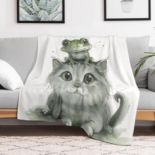 Couverture pelucheuse grenouille chat, idée cadeau maison - 2