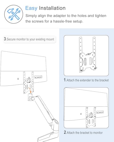 Image of IFCASE Steel VESA Extension Brackets for Monitor Ceiling /Wall Mounts, Adjustable Heavy Duty 100mm 75mm VESA Extender Arms Plate Bracket (Black)