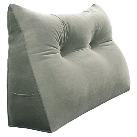 VERCART Rückenkissen Bett Rückenlehne Keilkissen Kopfteil Gepolstert Lesekissen Wandkissen Lendenkissen für Couch, Groß Sofakissen Kopfkissen, Stützkissen, Nackenkissen Samt Bezug Taupe 60cm Cover